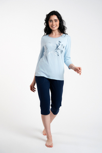 Arietta Pijama de damă cu mâneci 3/4 și pantaloni 3/4 Italian Fashion - albastru
