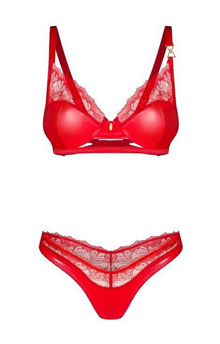 Aliosa Bra&Thong Komplet Biustonosz i stringi Obsessive - czerwony