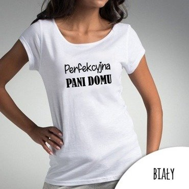 Bluzka damska "Perfekcyjna Pani Domu" Moocha biały