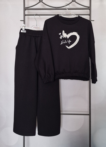 Pantaloni copii Gaja Bambarillo negri | Hanorace, bumbac și elastic