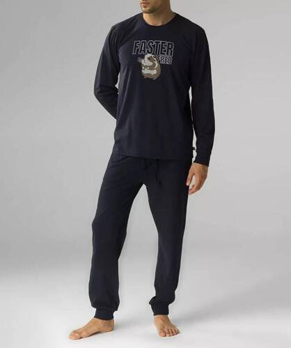 NMP-376 Pijamale bărbați cu mâneci lungi, Atlantic - bleumarin