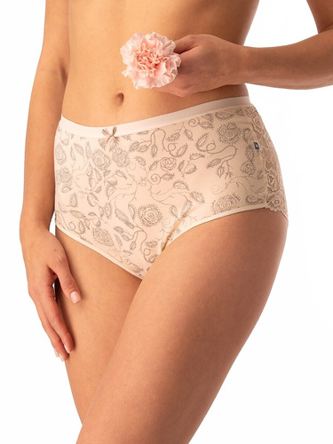 Slip dama din bumbac Key LPF 590 bej - 2 bucati in cutie, dantela la spate