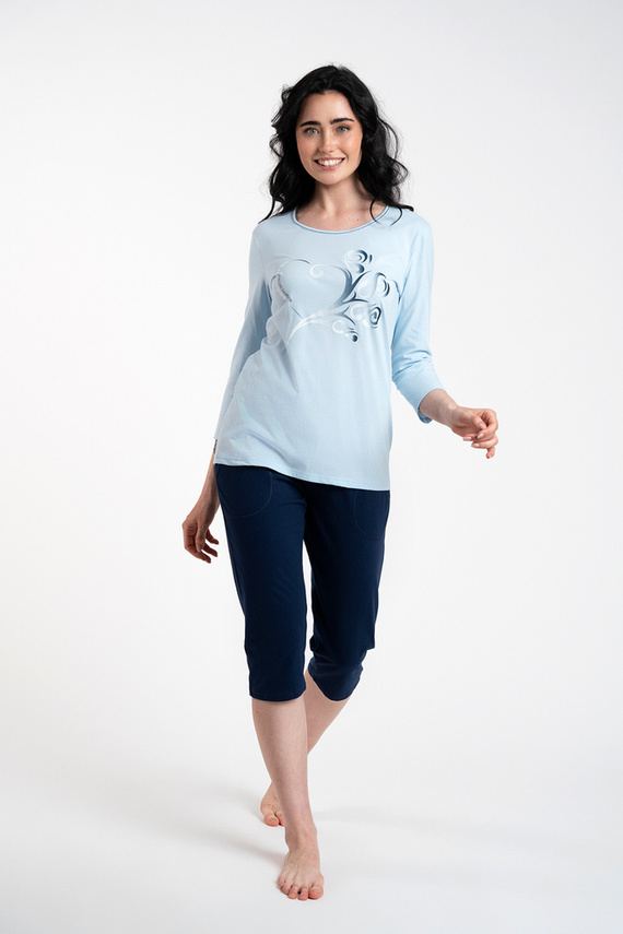 Arietta Pijama de damă cu mâneci 3/4 și pantaloni 3/4 Italian Fashion - albastru