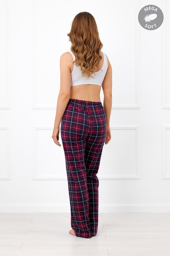 Italian Fashion Alana pantaloni lungi damă din bumbac Mega Soft în carouri