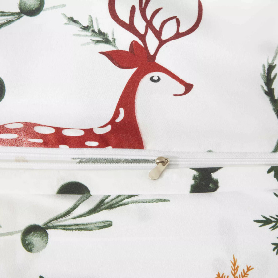 Set de lenjerie de pat din microsatin Pădurea de Crăciun, Alb de Crăciun I25, Spod Igły i Nitki – moale, neted și rezistent