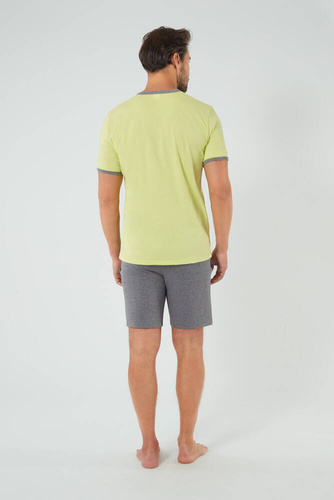 Nikodem Pijama cu mânecă scurtă pentru bărbați, pantaloni scurți Italian Fashion - verde lime