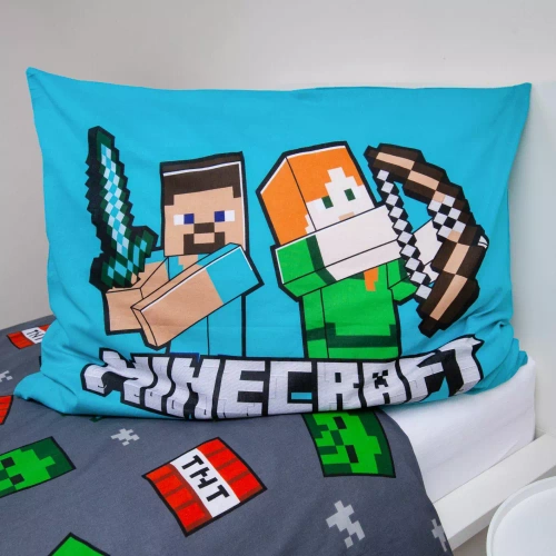 Lenjerie de pat din bumbac Minecraft „We Got This” de Jerry Fabrics - 140x200 cm, 100% bumbac, față-verso