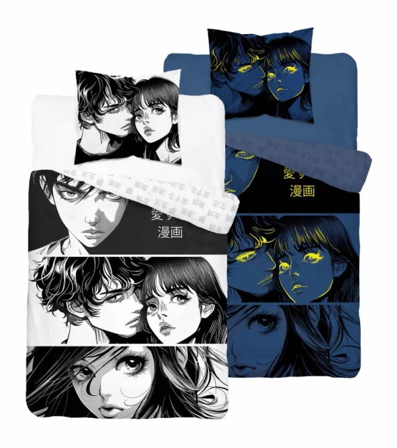 5207 A Fluo 40 Lenjerie de pat din bumbac strălucește în întuneric Anime Boy Girl Detexpol