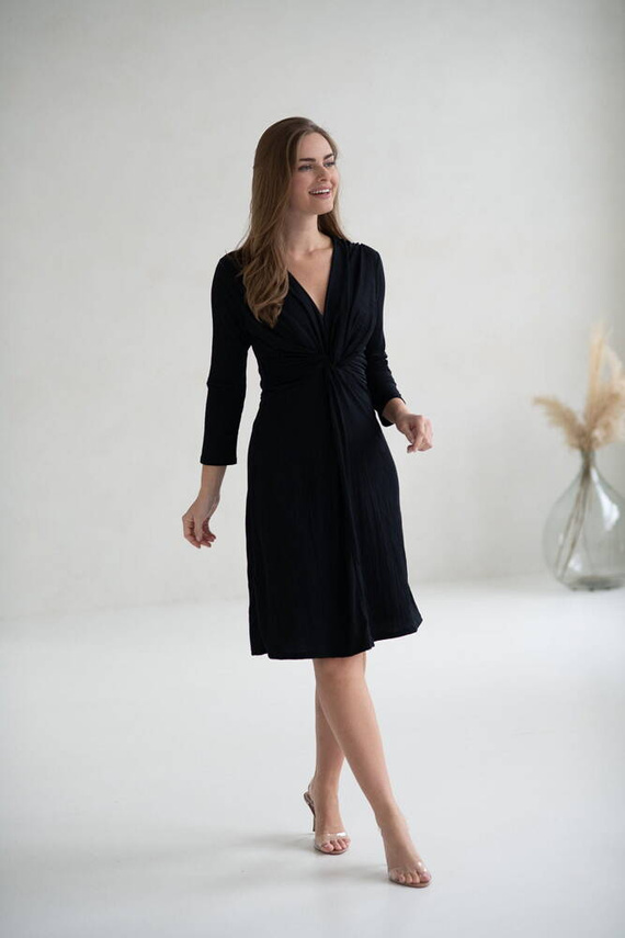 Rochie Loop de maternitate si alaptare, maneca 7/8, Milk&Love, neagra