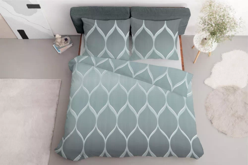 5221 A Lenjerie de pat din satin geometric Detexpol gri