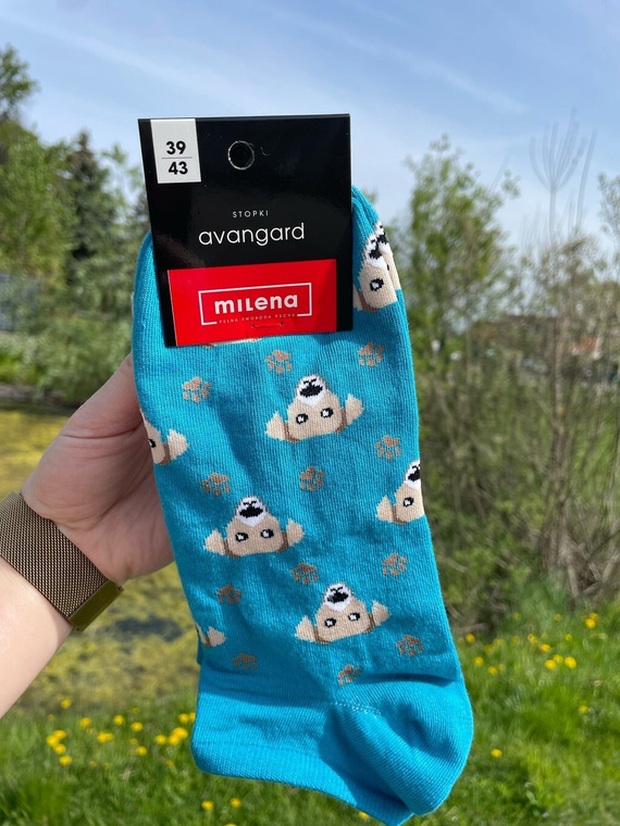 1108-050 Șosete bărbați Dogs Milena - cu model și confortabile - azur