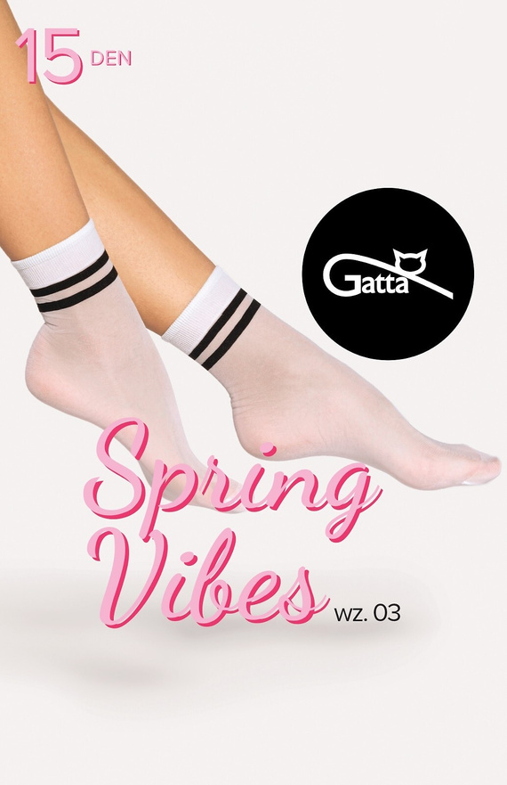 Spring Vibes wz.03 Ciorapi dama 15 den Gatta - alb-negru