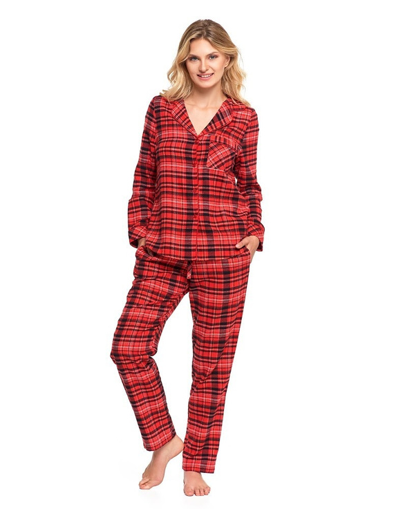 Pijamale pentru femei Moraj PDD6600-002 - flanel cu model în carouri, închise cu nasturi