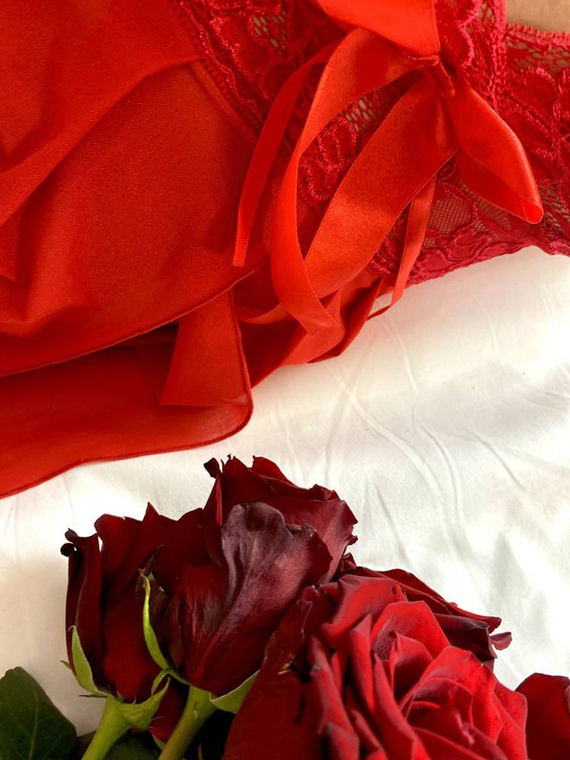 901 Agathe Halter cămașă de noapte + pantaloni scurți Forex - roșu