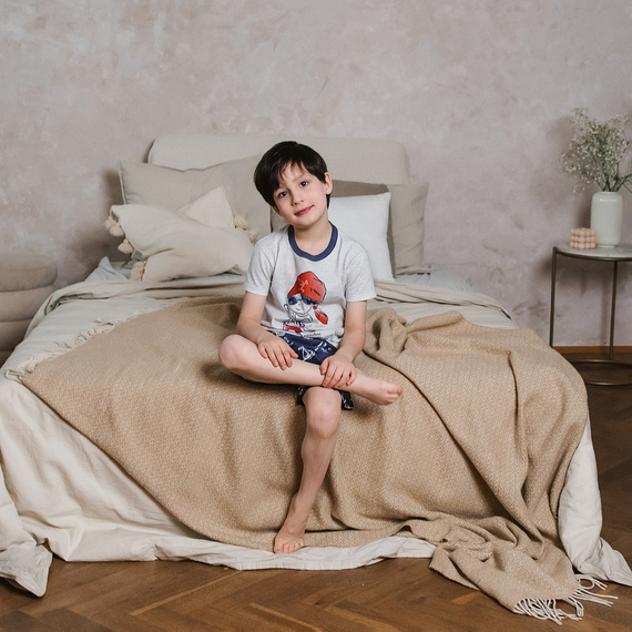 Kastos Pijama cu mânecă scurtă pentru băieți, pantaloni Italian Fashion - melange deschis