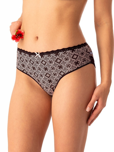 Slip dama din bumbac Key LPC 731 negru bej - set 2 piese in cutie, croiala confortabila