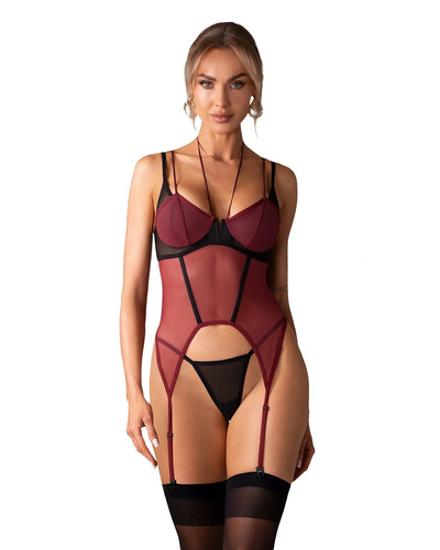 Gorset Obsessive Parisel Corset bordo cu baleiaj + tanga