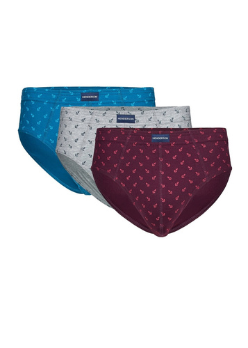 Henderson 1446 K717 Slipuri bărbați 3-pack 100% bumbac moi cu model
