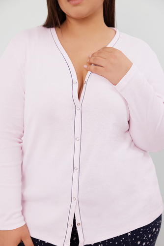 Libra Pijama de damă cu mânecă lungă și pantaloni Italian Fashion - roz/print 