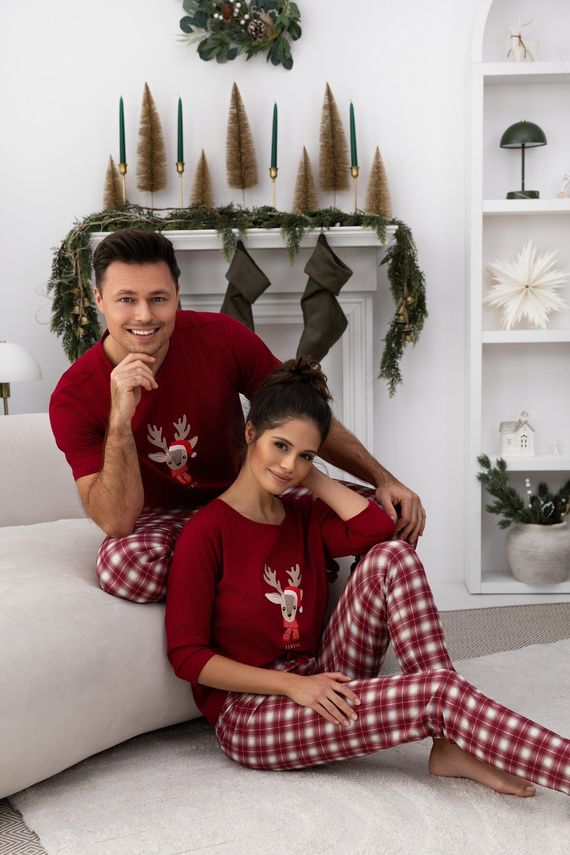 Pijamale Mallory Sensis – Pijamale pentru femei din bumbac cu pantaloni lungi și imprimeu de Crăciun