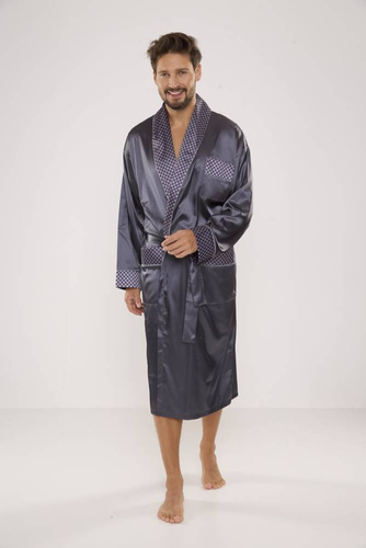 940 Forex halat de baie din satin pentru bărbați - gri