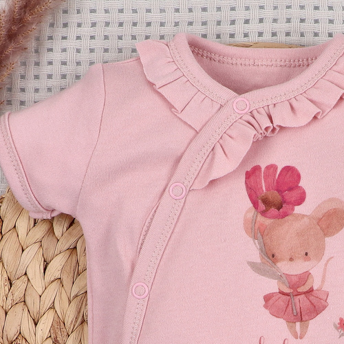 Body bebeluși Nini Little Mouse bumbac organic tip petrecut mânecă scurtă