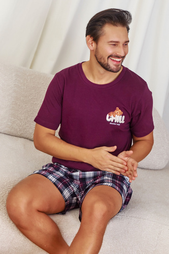 7201 Pijama bărbătească „Chill” Doctor Nap - visiniu