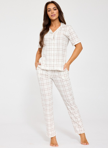 Cornette Holly 879/342 pijama damă bumbac cu nasturi carouri