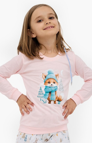 594/192 592/192 Fox Cornette pijamale fete din bumbac, model vulpe, maneci lungi