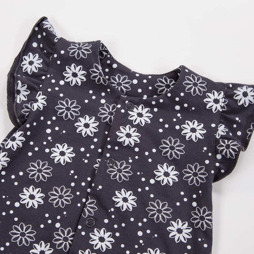 Salopeta fete EEVI - grafit cu flori, 100% bumbac