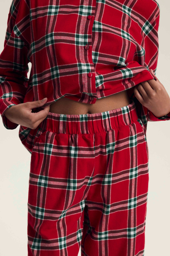 43718 Dotie Henderson Set pijama de Crăciun pentru femei, roșu - Mânecă lungă și pantaloni