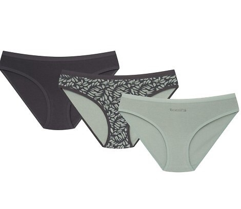 36508-K082 Henderson Chiloți de damă grafit-măsliniu - Set 3 bikini din bumbac