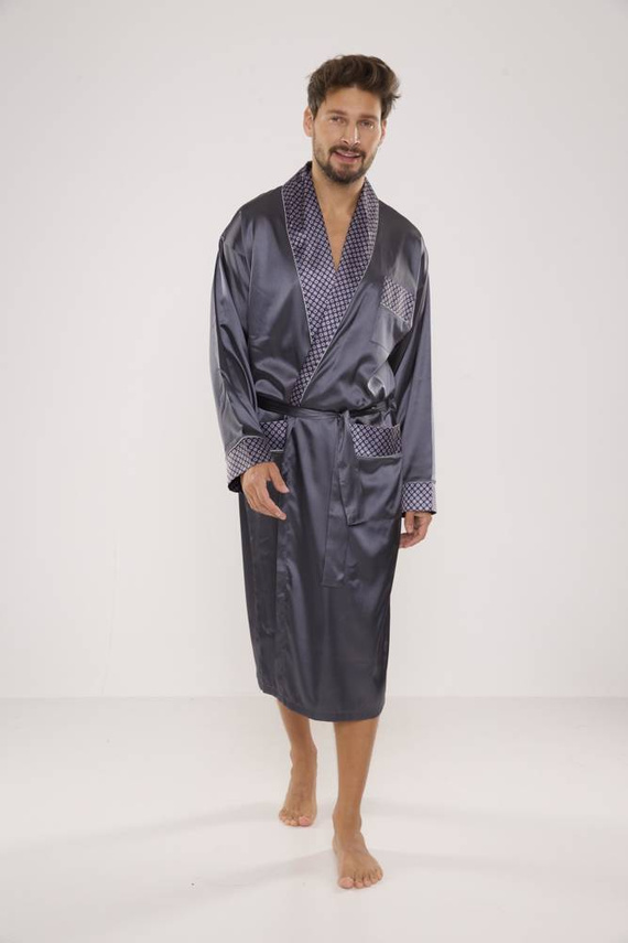 940 Forex halat de baie din satin pentru bărbați - gri