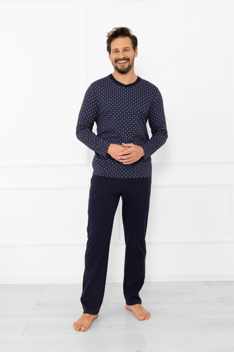 Pijama pentru bărbați Gerard Italian Fashion - bumbac, mânecă lungă și pantaloni