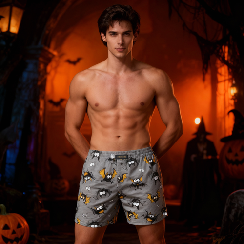 001/182 011/182 Boxer bărbați Cornette Classic bumbac cu imprimeu amuzant gri