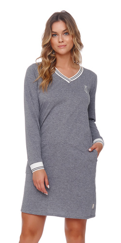 4534 Doctor Nap – Cămașă de noapte din bumbac cu buzunare | 100% bumbac, producție poloneză - gri închis