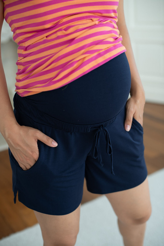 Milk&Love pantaloni scurți de maternitate din vâscoză, bleumarin, pentru vară