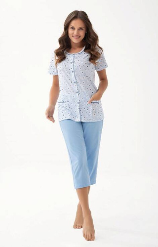 346 pijamale damă Luna cu fermoar - albastru