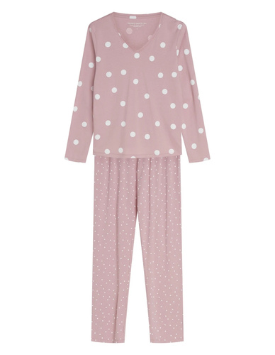 Henderson Gitte 45425 Pijamale damă lungi 100% bumbac, decolteu în V, dusty rose