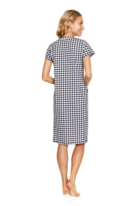 5271 Cămașă de noapte de maternitate și alăptare Doctor Nap - check negru